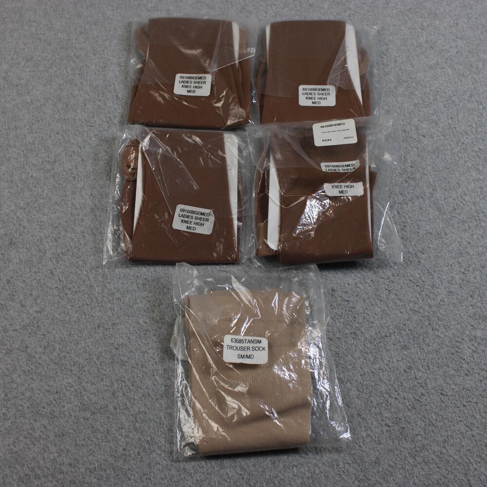 Dr. Leonards Gradutated Compression Therapy Socks Women M Beige Sheer Lot 5 Pair